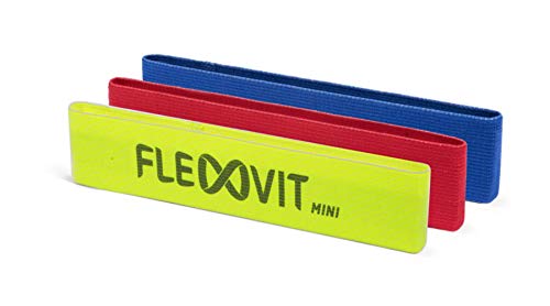 FLEXVIT Mini Fitnessband 3er Set Basic (Gelb, Rot & Blau) - Fitnessbänder für allgemeine Stabilisationsübungen, Dehnung und Mobilisation, Verschiedene Stärken, für Anfänger und Profis, Waschbar von FLEXVIT