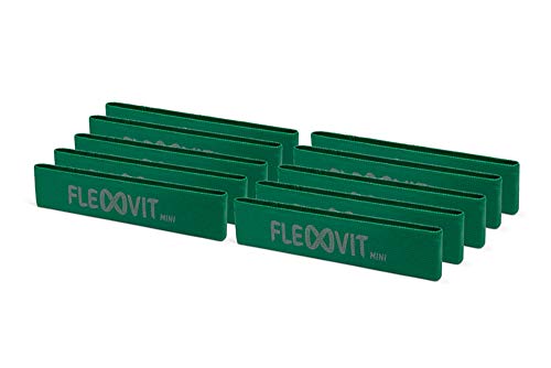 FLEXVIT Mini Fitnessband 10er Set Athletic (Grün) - Fitnessbänder für allgemeine Stabilisationsübungen, Dehnung, Aktivierung und Mobilisation, 6 Stärken, für Anfänger und Profis, Waschbar von FLEXVIT