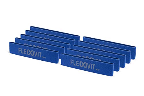 FLEXVIT Mini Fitnessband 10er Set Power (Blau) - Fitnessbänder für allgemeine Stabilisationsübungen, Dehnung, Aktivierung und Mobilisation, 6 Stärken, für Anfänger und Profis, Waschbar von FLEXVIT