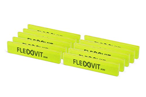 FLEXVIT Mini Fitnessband 10er Set Rehab (Gelb) - Fitnessbänder für allgemeine Stabilisationsübungen, Dehnung, Aktivierung und Mobilisation, 6 Stärken, für Anfänger und Profis, Waschbar von FLEXVIT