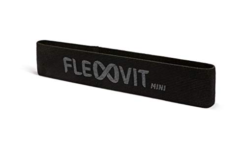 FLEXVIT Mini Fitnessband Professional (Schwarz) - Fitnessbänder für allgemeine Stabilisationsübungen, Dehnung, Aktivierung und Mobilisation, 6 Stärken, für Anfänger und Profis, Waschbar von FLEXVIT