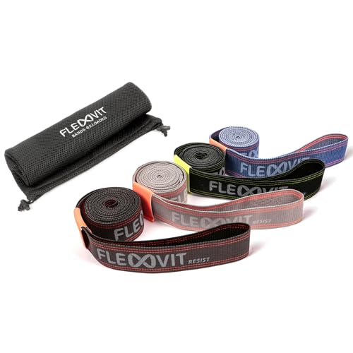 FLEXVIT Resist Fitnessband 4er Set - Fitnessbänder für effektives Ganzkörpertraining, HIT, Koordination, Stabilisierung und Sprungkraft, 4 Stärken, Anfänger und Profis, Waschbar von FLEXVIT