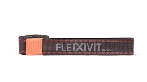 FLEXVIT Resist Fitnessband Dunkelgrau (Stark)- Fitnessbänder für effektives Ganzkörpertraining, HIT, Koordination, Stabilisierung und Sprungkraft, 4 Stärken, Anfänger und Profis, Waschbar von FLEXVIT