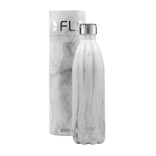 FLSK OLD, alte Trinkflasche, 1000ml, Farbe White Marble von FLSK