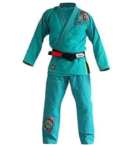 Brasilianischer Jiu-Jitsu-Anzug für Damen, BJJ-Gi-Kimonos, BJJ-Uniform (BJJF20GREEN, F2) von FLUORY