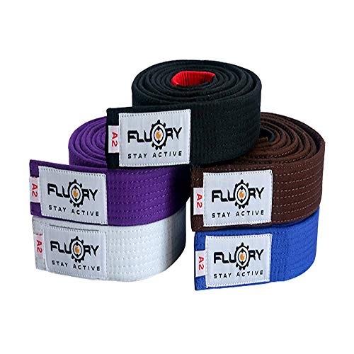 FLUORY Jiu Jitsu BJJ Gürtel aus hochwertiger Baumwolle (A2, weiß) von FLUORY
