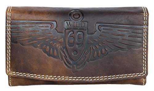Damen Starkes Naturleder Brieftasche Pedro Mit Einem Flügel von FLW