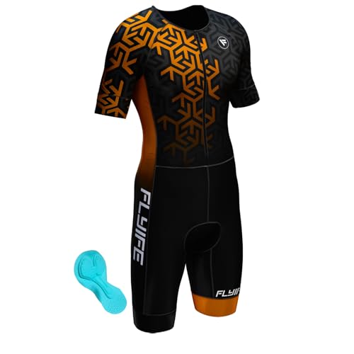 FLYIFE Herren Fahrrad Skinsuit, Triathlon Anzug Herren Prämium Triathlon Tri Anzug Kompression Duathlon Laufen Schwimmen Fahrradfahren Skinsuit - Hochwertiger Triathlon-Anzug für Herren (TYP-5,M) von FLYIFE