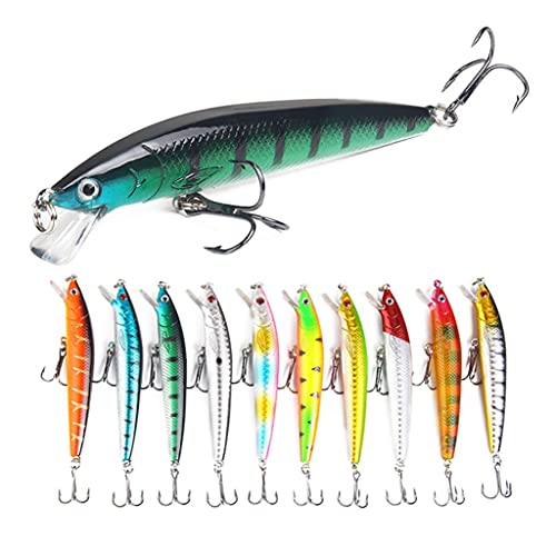 FNAPE Angelköder 10er Set, 10CM 7.5G Kunstköder Raubfisch Raubfischköder Oberflächenköder Swimbait Wobbler Köder Rotierender Schwimmköder Süßwasser Salzwasser Barsch Forelle Hecht Zander von FNAPE