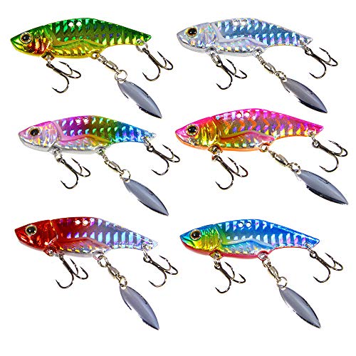 Spinner Angelköder Jig Spinner Set Chatterbait Kunstköder Crankbait Spinnerbait |Spinner Jig Bait Bleikopfspinner Zielfisch Barsch, Forelle, Hecht, Zander, Wels Rostfreie Haken von FNAPE