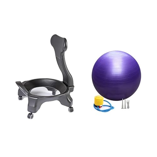 FNEDYHK Fitness-Balance-Ballstuhl Mit Rückenlehne, Bewegungsstabilität, Yoga-Ball, Premium-Ergonomischer Stuhl, Inklusive Explosionsgeschütztem Ball,G von FNEDYHK