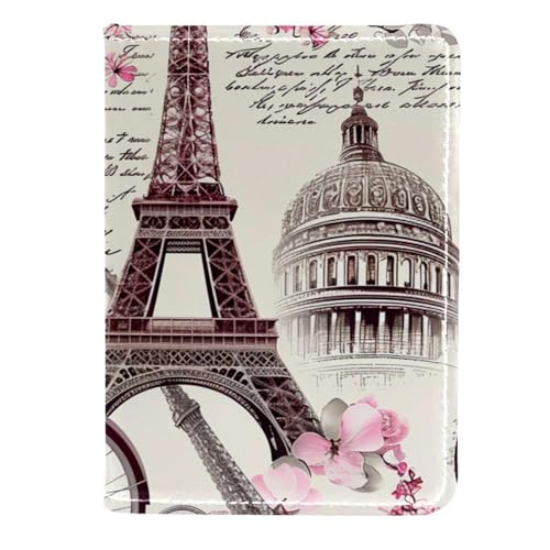 FNETJXF Reisepasshülle für Damen und Herren, Reisepasshülle, Reisepasshülle, Reisepasshülle für Herren, Paris Pink Eiffelturm Muster, Muster: 4233, 11.5x16.5cm/4.5x6.5 in von FNETJXF