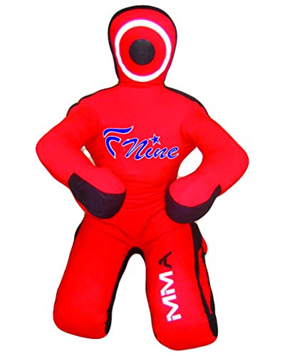 FNine MMA Dummy Judo Punching ungefüllte Tasche €“ Sitzposition Hände auf der Vorderseite Grappling Dummy - 177,80 cm - Red Canvas von FNine