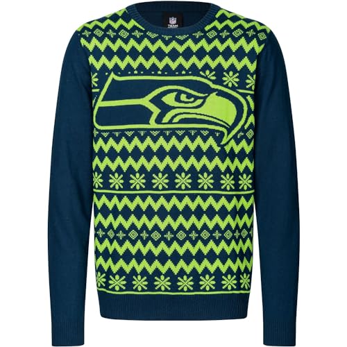 FOCO NFL Winter Sweater Xmas Strick Pullover Seattle Seahawks - L von FOCO