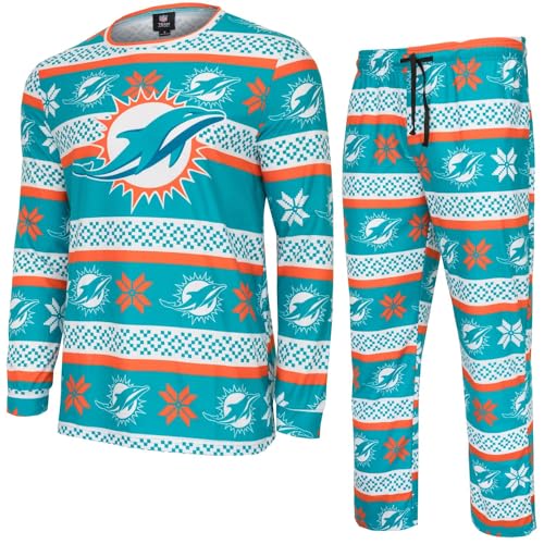 FOCO NFL Winter Xmas Pyjama Schlafanzug Miami Dolphins - L von FOCO