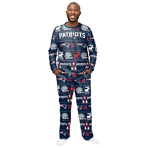 FOCO NFL Winter Xmas Pyjama Schlafanzug New England Patriots - L von FOCO