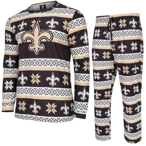 FOCO NFL Winter Xmas Pyjama Schlafanzug New Orleans Saints - S von FOCO