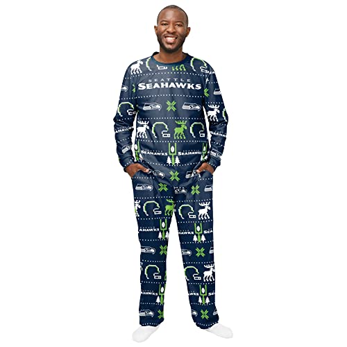 FOCO NFL Winter Xmas Pyjama Schlafanzug - Seattle Seahawks - L von FOCO