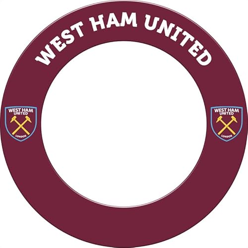 FOCO Offiziell lizenziertes West Ham United Football Club Hammers FC Dartscheibe und Dart-Umrandung, Wappen, Weinrot / Weiß (SU243) von FOCO