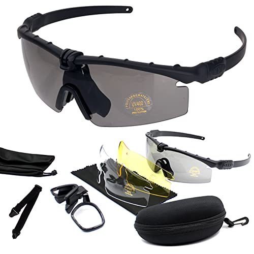 FOCUHUNTER Augenschutz - Sportbrillen für Herren Anti Fog Radsportbrillen, Schutzbrille, Lesebrille Anti-UV400 Schutzbrille zum Radfahren, Wandern und Schießen (Schwarz) von FOCUHUNTER