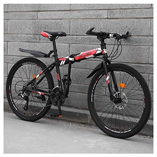 FOELANNE Fahrrad für Erwachsene, Faltbares Mountainbike mit Vollfederung, 15 Sekunden faltbar, 24 Zoll, 26 Zoll, 21-Gang, 24-Gang, 27-Gang, Mehrfarbig(B,24In21Speed) von FOELANNE