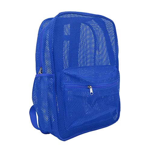 FOLOSAFENAR College-Studenten-Rucksack, große Kapazität, robuster Netz-Rucksack, breiter Schultergurt, waschbar, reißfest, zum Schwimmen für Sport(Blau) von FOLOSAFENAR