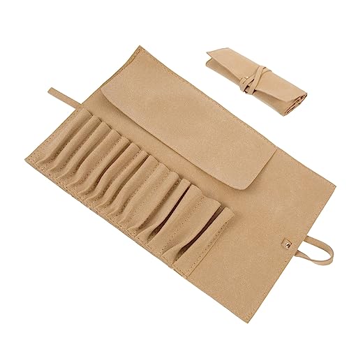 FOMIYES Make up Pinsel Tasche aus Langlebigem Wildleder mit Praktischem Falt Design Multifunktionaler Kosmetiktasche für Reise und Alltag mit Mehreren Fächern zur Sicheren Aufbewahrung von FOMIYES