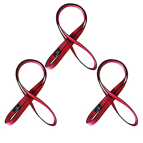 FORBELL Nylon Kletterschlinge, 18mm Nylon Sling Runner für Klettern, Schaukeln, Baumarbeiten, Outdoor-Aktivitäten (120 cm, Rot (3 Stück)) von FORBELL