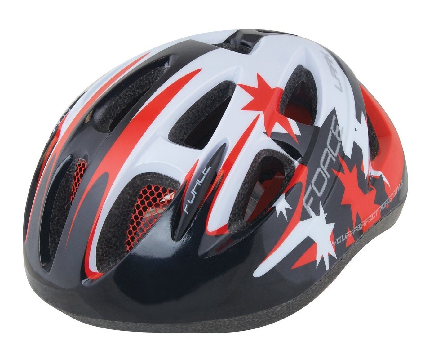 FORCE Fahrradhelm Helm FORCE LARK schwarzweissrotes Design Gr S von FORCE