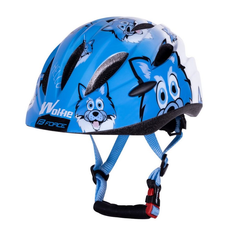 FORCE Fahrradhelm Helm FORCE WOLFIE junior blau-weiss S-M von FORCE