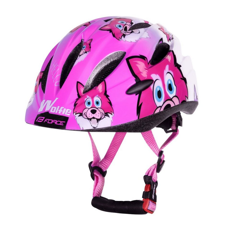FORCE Fahrradhelm Helm FORCE WOLFIE junior pink-weiss S-M von FORCE