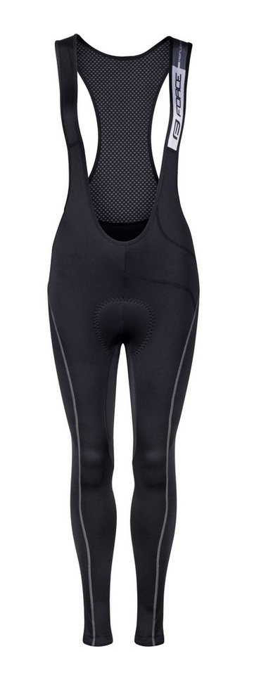 FORCE Fahrradhose Trägerhose REFLEX LINE LADY mit Pad in Schwarz von FORCE