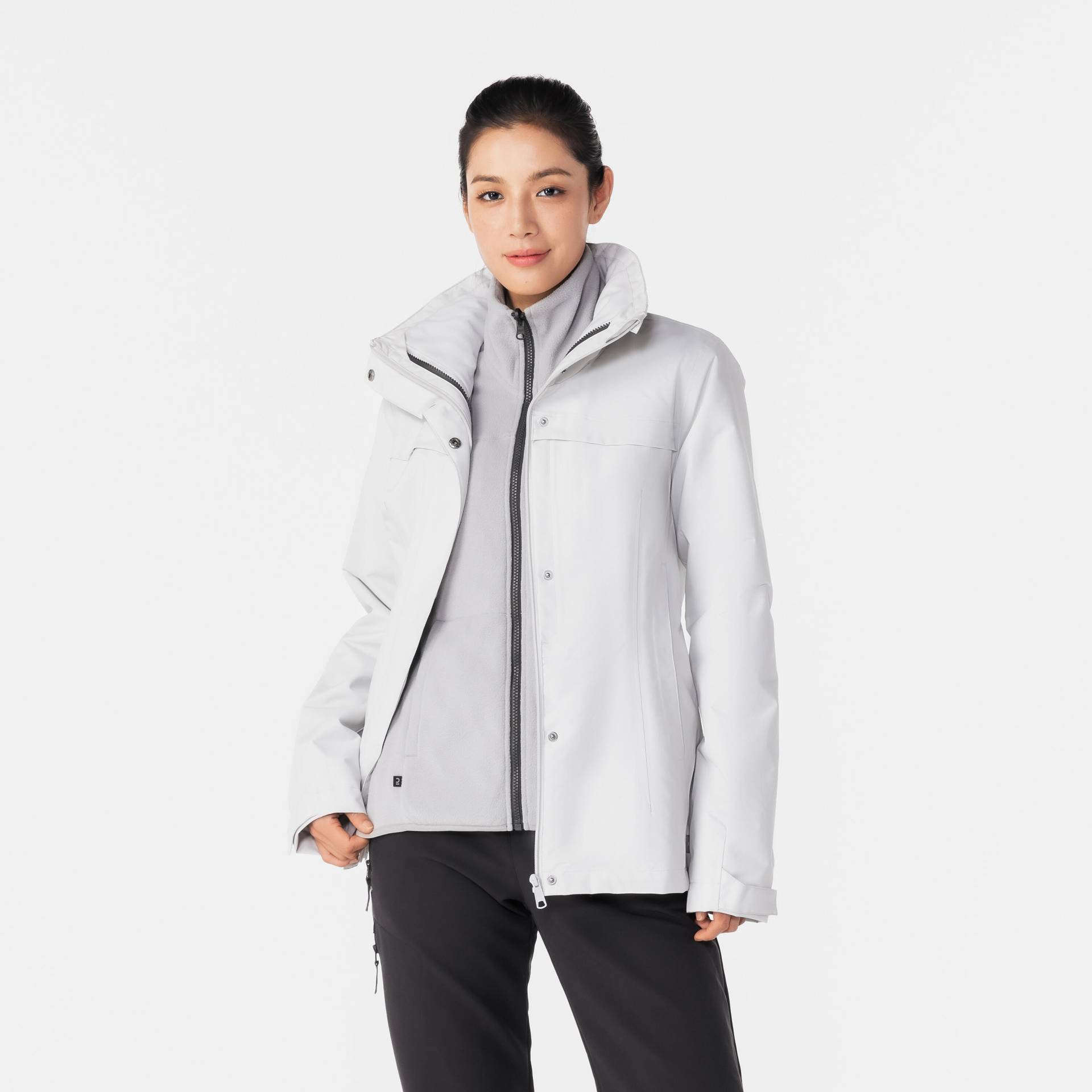 3-in-1-Jacke Damen bis 0 °C warm Wandern - NH100 grau von FORCLAZ