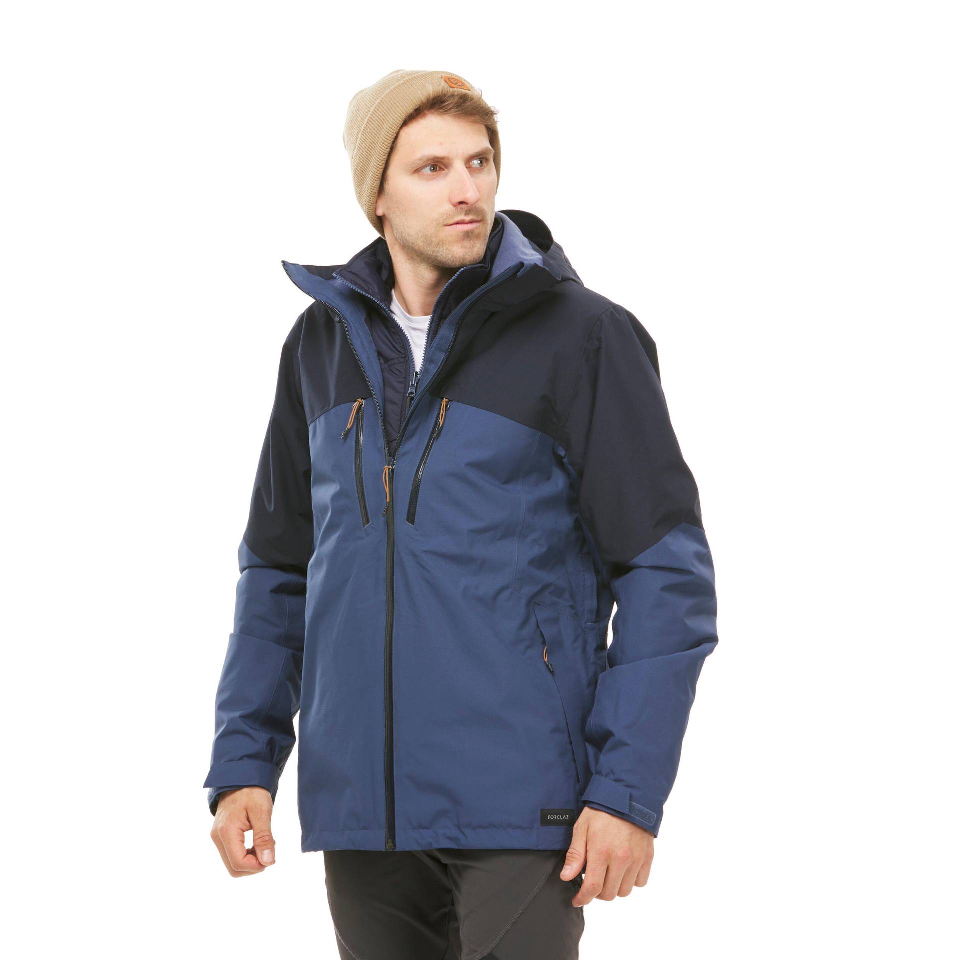 3-in-1-Jacke Herren bis -10 °C wasserdicht - Travel 500 blau von FORCLAZ