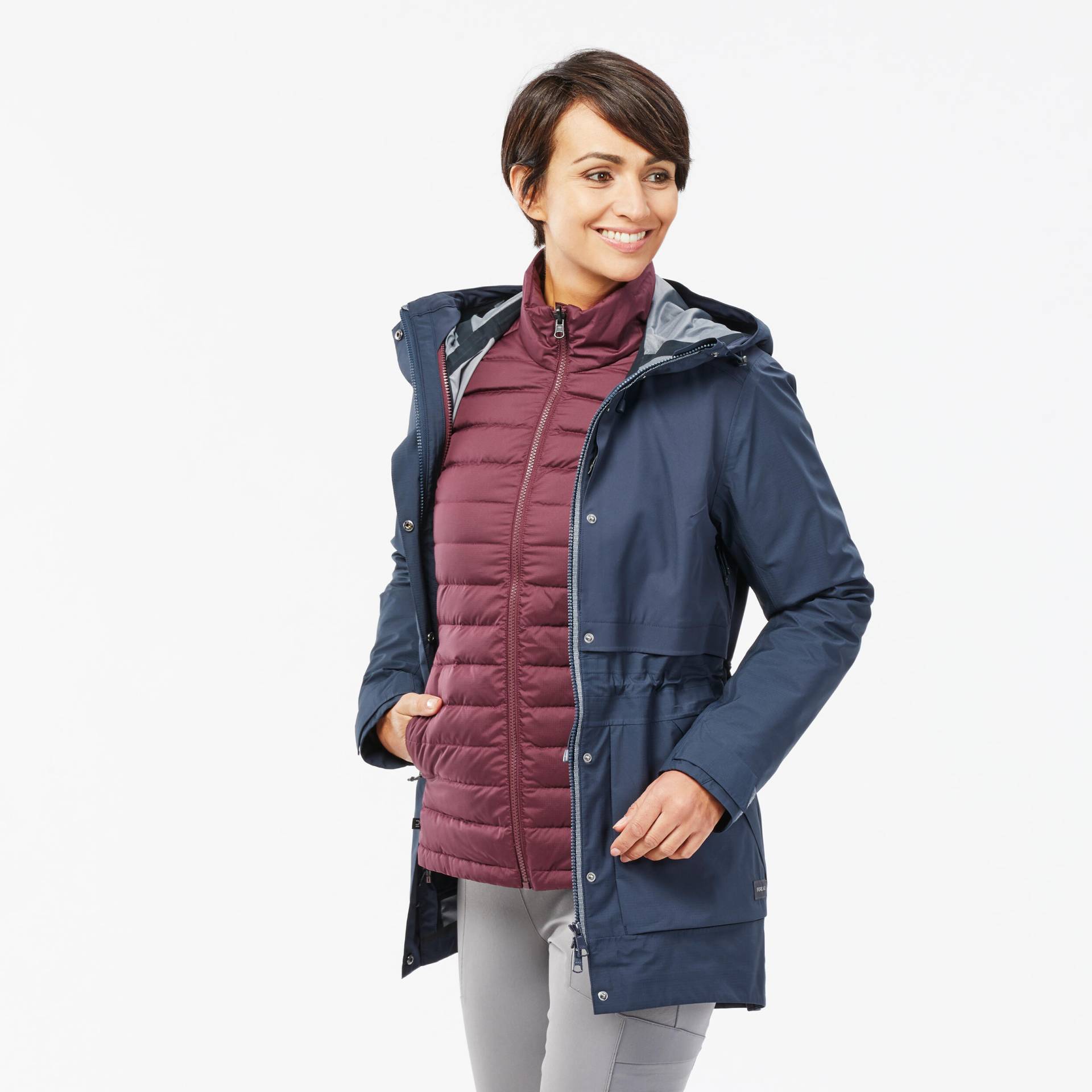 3-in-1-Jacke Damen wasserdicht Komfort bis -10 °C - Travel 900 marineblau von FORCLAZ