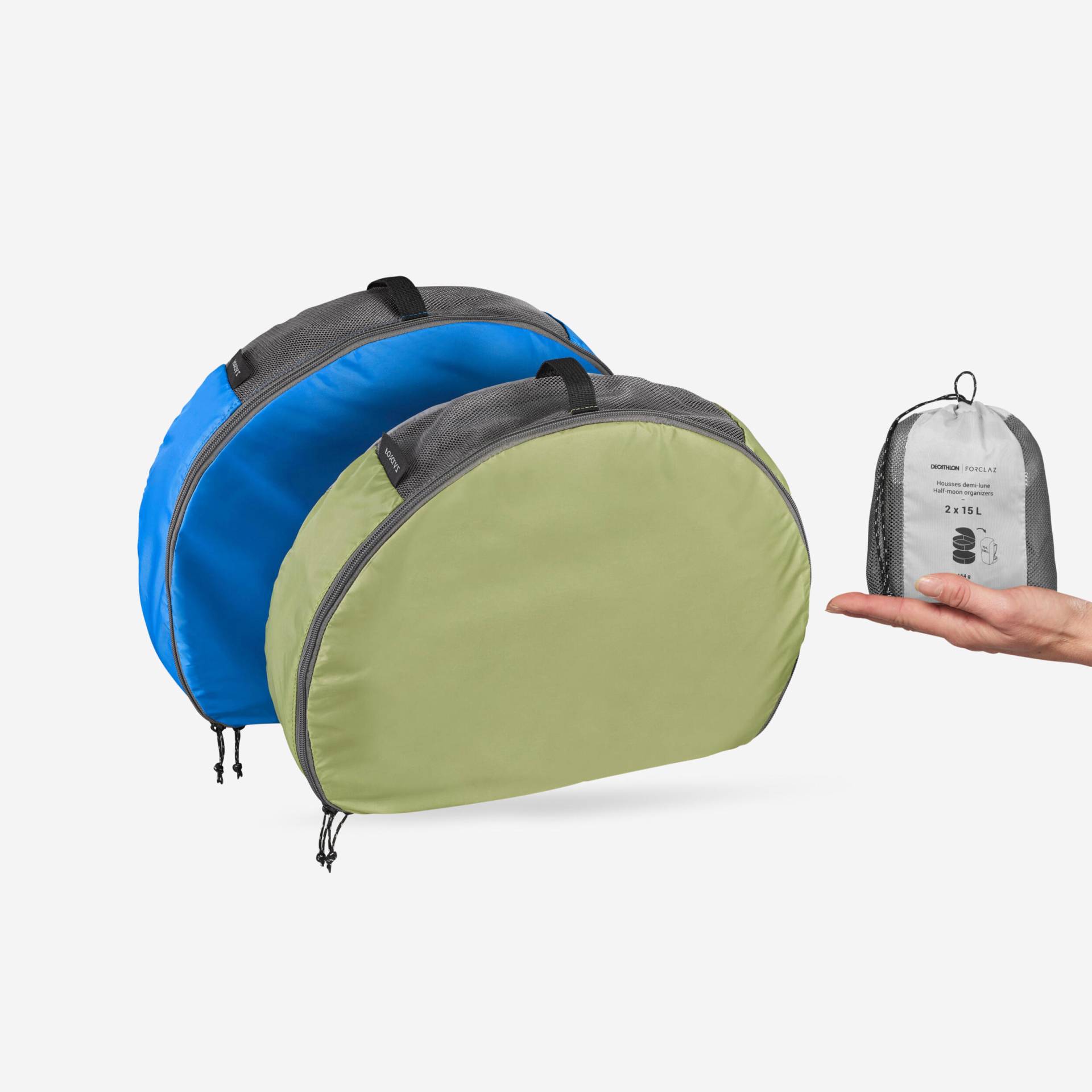 Aufbewahrungsbeutel Halbmond Trekking 2×15 L 2er-Set von FORCLAZ