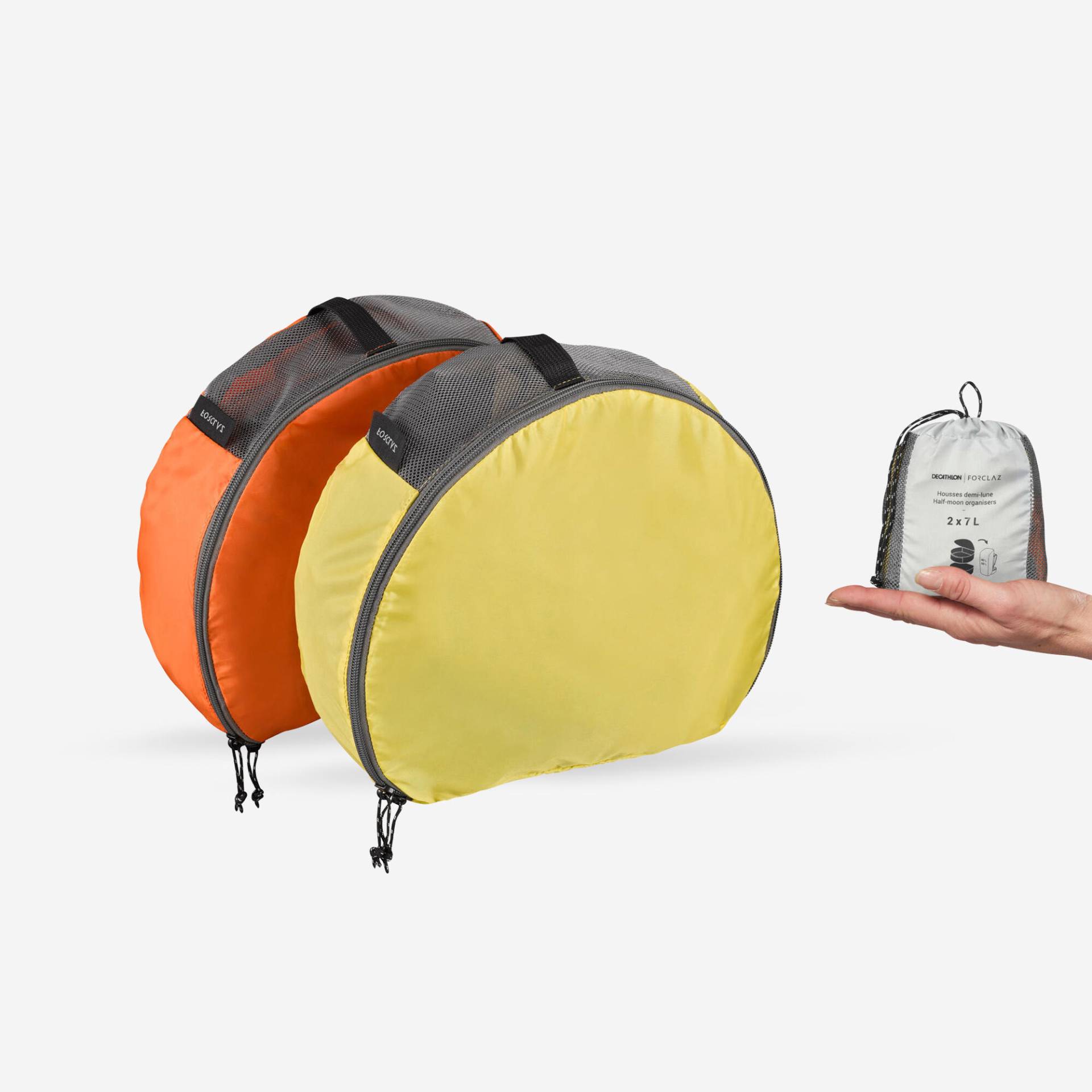 Aufbewahrungsbeutel Halbmond Trekking 2×7 L 2er-Set von FORCLAZ