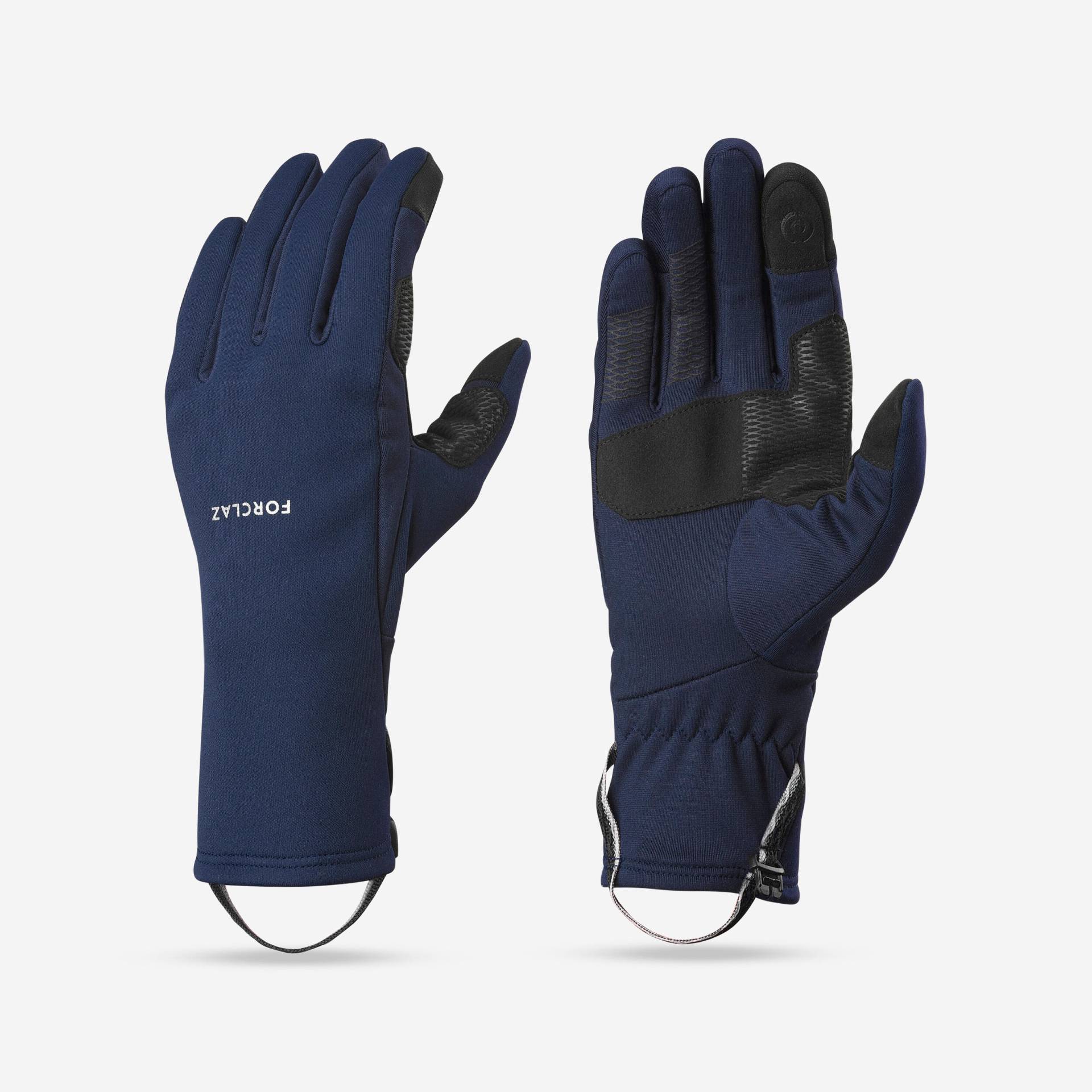Handschuhe Erwachsene Stretch touchscreenfähig Bergwandern - MT500 marineblau von FORCLAZ