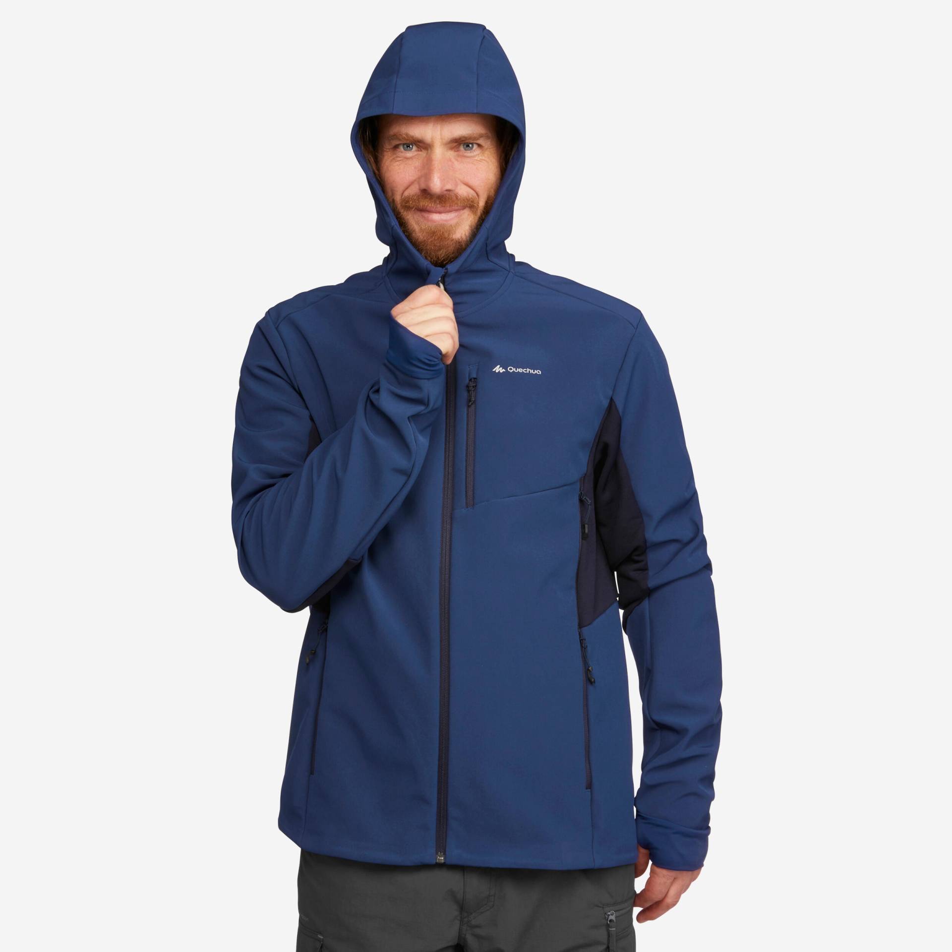 Softshelljacke Herren winddicht warm Wandern - MT500 blau von FORCLAZ