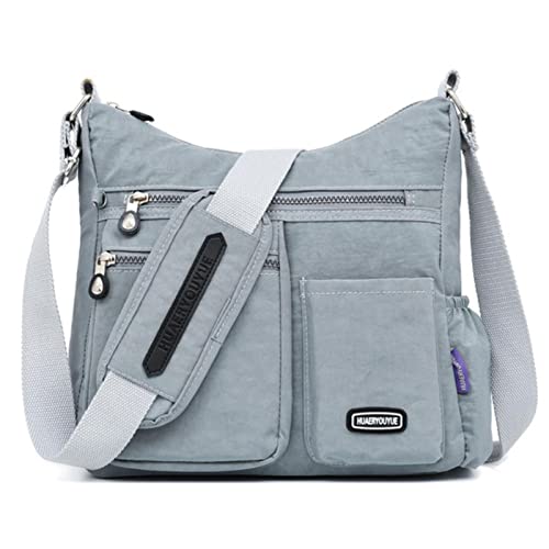 FORKIS Damen-Schultertaschen Handtasche Messenger Bag Ladies Umhängetasche Vielseitiger Outdoor -Freizeitbeutel-Silver Gray von FORKIS