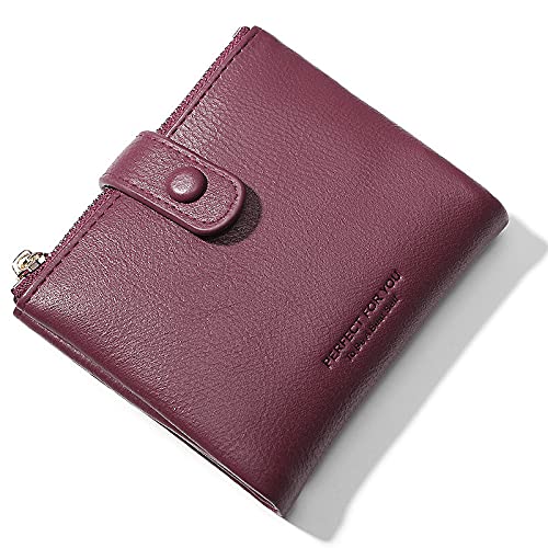 FORRICA Damen Geldbörse Elegant Portemonnaie Kleine Geldbeutel Frauen Brieftasche PU Leder mit 2 Reißverschluss Taschen Rot von FORRICA