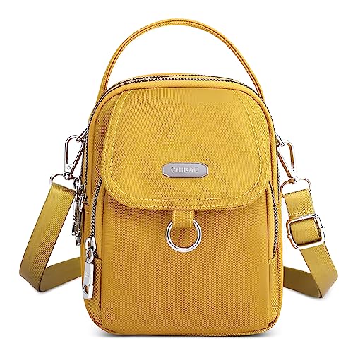 FORRICA Handy Umhängetasche Damen Handytasche zum Umhängen Wasserdicht Handtasche Frauen Schultertasche Kleine Crossbody Tasche mit Kopfhöreranschluss Gelb A von FORRICA