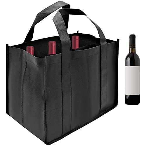 FORYNXHWIN Flaschentasche, Bottle Bag für 6 x 1,5 Liter Flaschen, Reißfester Flaschenkorb mit Trennwänden, Schwarz Getränketasche für Bierflaschen Weinflasche Wasserflaschen - 28 x 26 x 17cm von FORYNXHWIN