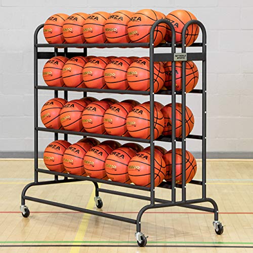 FORZA Basketball Ballregal aus Stahlrohr - der perfekte Ballwagen für Sporthallen, Schulen und Sportsclubs - EIN Sportsgeräte-Regal - 20 oder 40 Bälle Kapazität (40 Bälle Kapazität) von FORZA