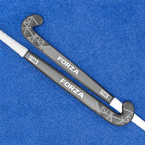 FORZA F100 Hockeyschläger – 100% Glasfaser | Mid Bow Hockey Schläger (Grau + Luxustasche, 95 cm (37,5")) von FORZA
