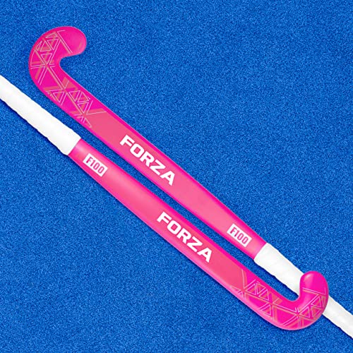 FORZA F100 Hockeyschläger – 100% Glasfaser | Mid Bow Hockey Schläger (Rosa + Luxustasche, 93 cm (36,5")) von FORZA