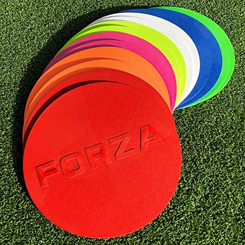 FORZA Flache Markierungshütchen - runde Sport-Markierungsteller - in 8 Farben erhältlich | Markierungsscheiben für Sportplätze (Gelb) von FORZA