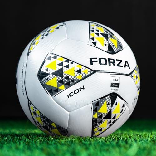 FORZA Icon Pro Match Fußball - Größe 3, 4 und 5 Bälle erhältlich | 4 Farben (Größe 4, Weiß/Gelb) von FORZA