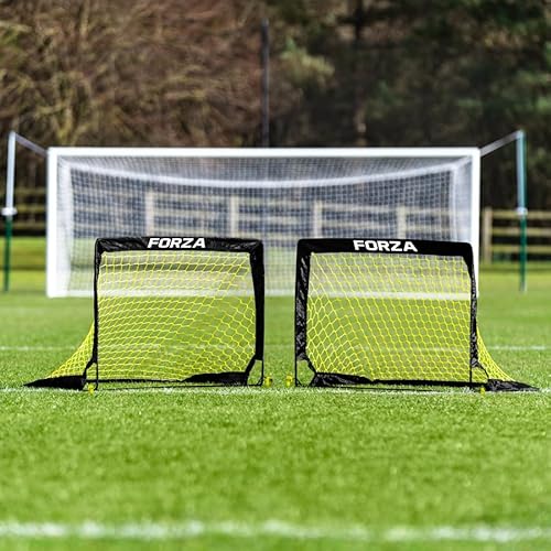 FORZA Pop-Up Fußballtor – 1er oder 2er Set | Klappbares Tor für Kinder | 3 Größen | Tragbares Fußballtor für Garten & Park | In Minuten aufgebaut (2er-Set, 0,9m x 0,6m) von FORZA