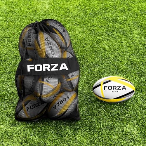 FORZA Rugbybälle [12er-Pack] – Premium-Trainings- und offizielle Spielbälle | Netz-Tragetasche im Lieferumfang enthalten (Club (Blau), 5) von FORZA